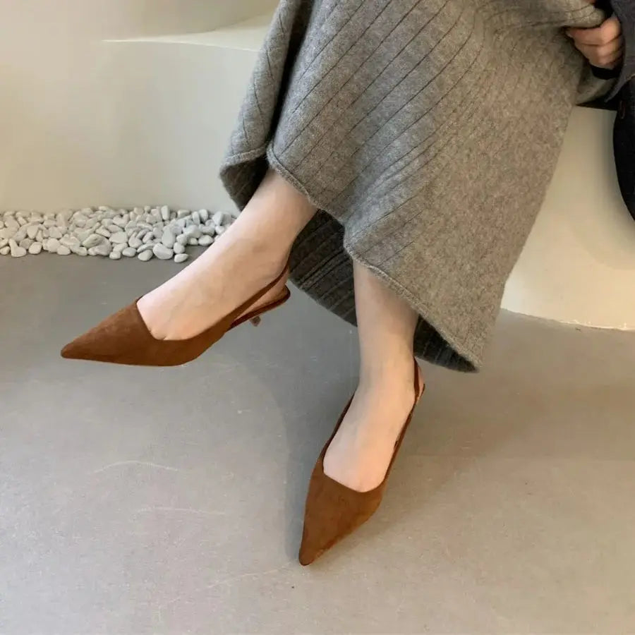 Women's Pointed-Toe Low-Heel Slingbacks in Style Options