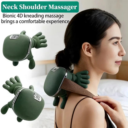 2026 Upgraded Portable Neck Shoulder Massager USB Rechargeable Lithium Battery Powered Deep Tissue Massage Device For Pain Relie