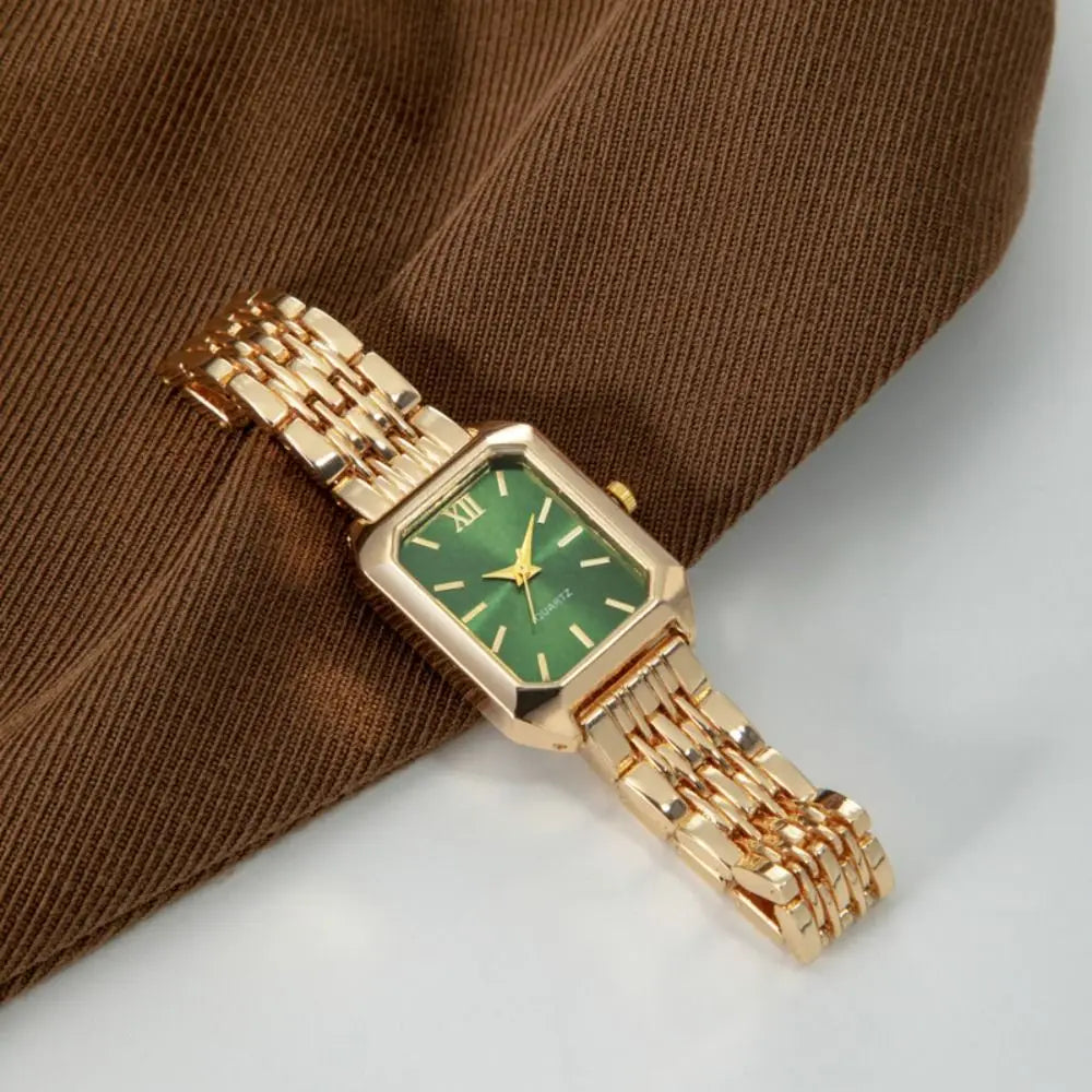Fashion Stainless Steel Quartz Watches Folding buckle Square Women Wristwatch Business Luxury Gift Strap Watch Student