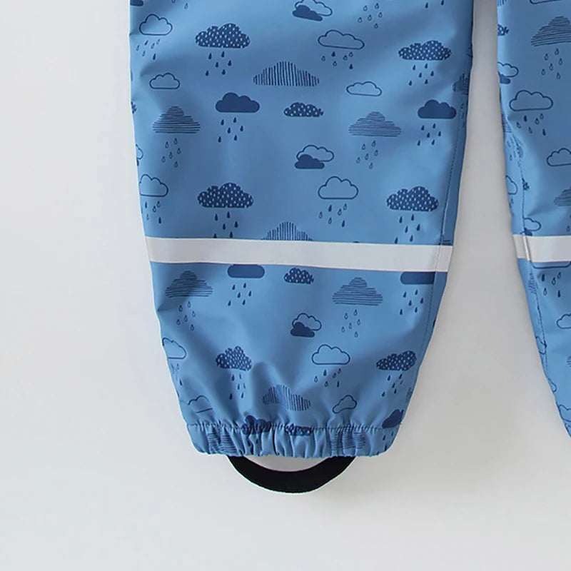 HONEYKING Children Waterproof Rain Pants Baby Jumpsuits Boys Girls Overalls Pants Fashion Kids Overalls