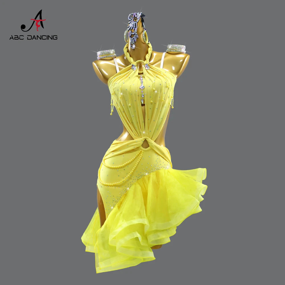 Latin Dance Dress Women's Party Costume 2026 Carnival Clothing Competition Ballroom Dancewear Line Suit Performance Stage Outfit