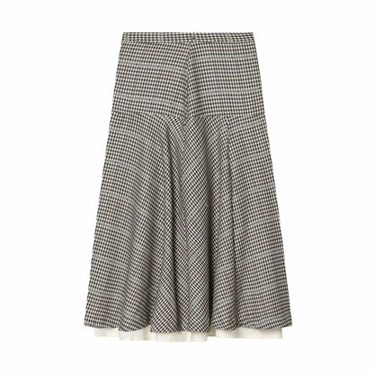 Women Spring Skirt Suit Elegant Women Single Breasted Plaid Pilot Jacket+Side Zipper Splicing Pleated Midi Dress Lady Suit