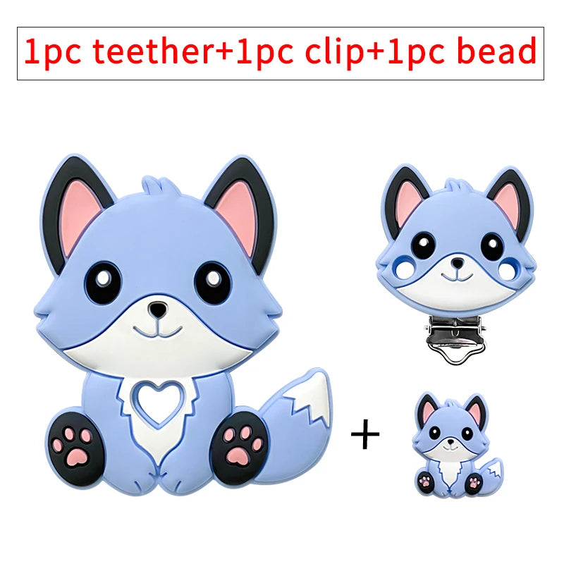 1/3/10pcs New Silicone Teether Cartoon  Squirrel Head Animal Food Grade DIY Baby Teething Teether Toy Accessories Ring