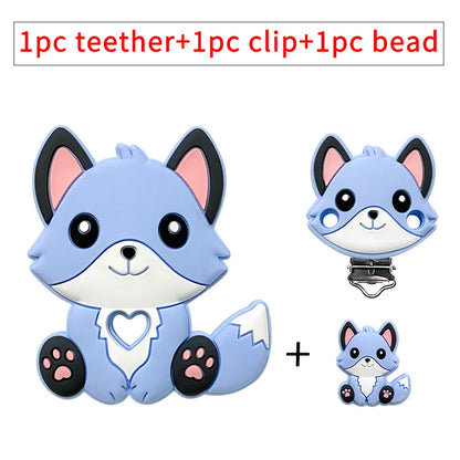 1/3/10pcs New Silicone Teether Cartoon  Squirrel Head Animal Food Grade DIY Baby Teething Teether Toy Accessories Ring