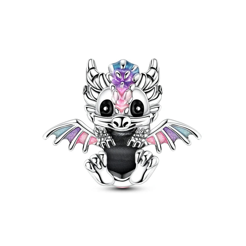 MULA 925 Sterling Silver Dinosaur Charms Pendant Beads Fit Original Pan Snake Chain Bracelet DIY For Women Jewelry Gift