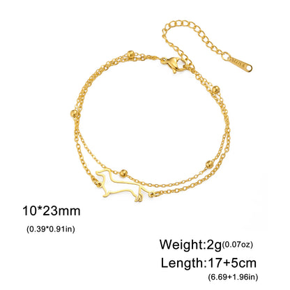 Cute Dachshund Dog Stainless Steel Bracelet for Women's Valentine's Day Commemorative Day Jewelry and Gift Wholesale