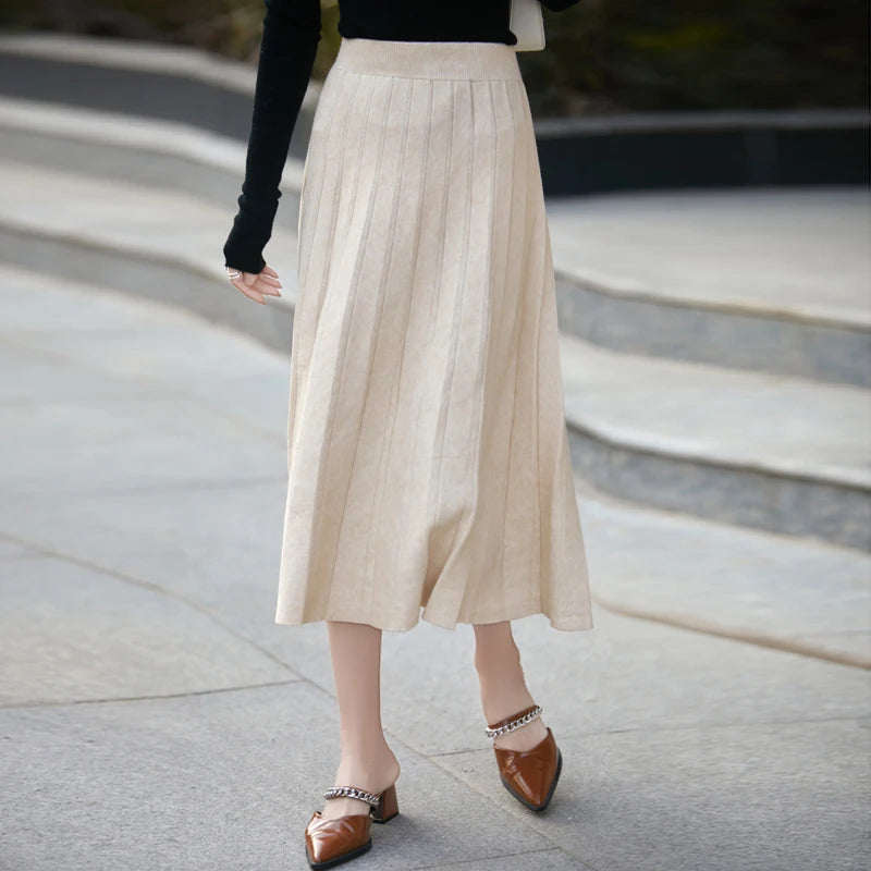 Autumn And Winter New 100% Pure Wool Hip Skirt Fashion Sexy Slim Skirt High Waist Cashmere Knit Skirt