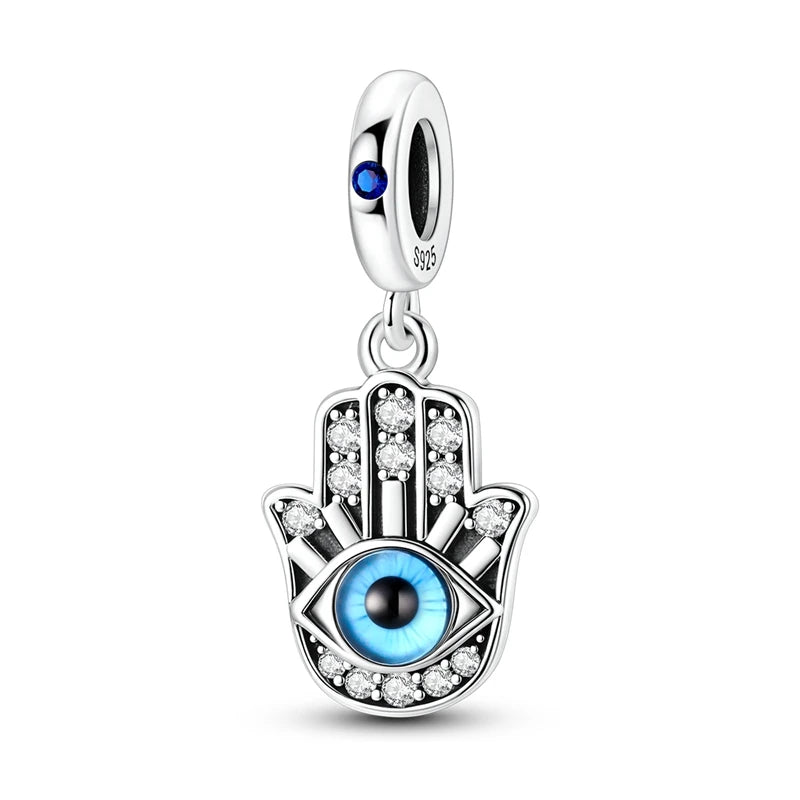 100% Real 925 Silver Classic Devil's Eye Charms Beads For Women Fit Original Qikaola Bracelets Fine DIY Jewelry Making