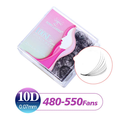 Song Lashes Promade Fans 3D-10D07 Pointy Base Loose Fans Sharp Thin Root Korea PBT Material 500 Fans Eyelash Extensions Choice