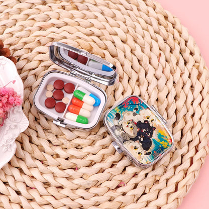 Lovely Cats Metal Medicine Box Pill Packaging Health Products Moisture Resistant Storage Case Personalized Fashion Casket