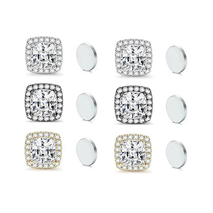 ZAKOL New 1 Pair Buling Cubic Zirconia Stainless Steel Magnetic Ear Clip Simple Fashion No Piercing Stud Earrings for Women Men