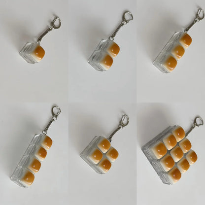 Creative Bread Keyboard Keychain Mechanical Keyboard Decompression Toy Keyring Bag Pendant Soft Finger Button Keychain
