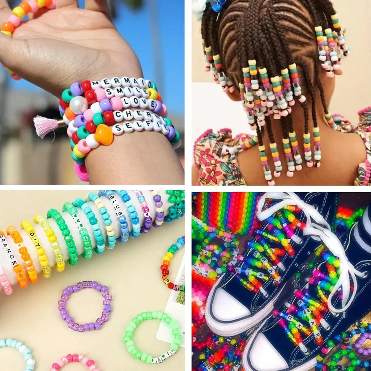 2400pcs Bead Craft Kit - Multicolor Plastic Pony Beads for Jewelry Making, Bracelets, Hair Braiding & DIY Crafts with Organizing