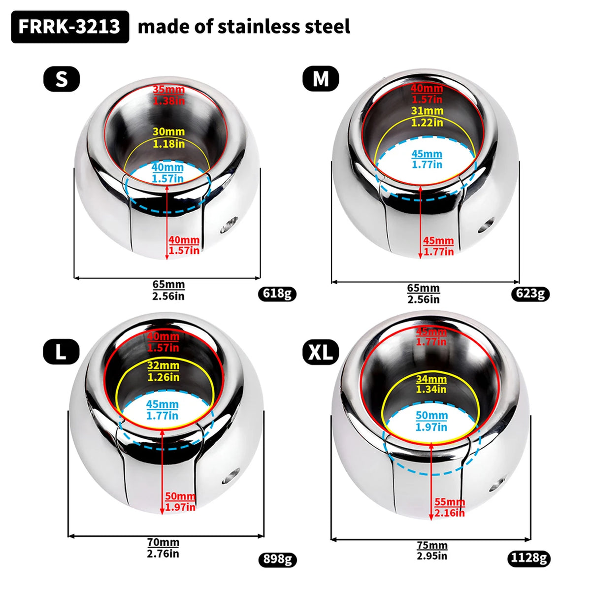 FRRK Weight Scrotal Ring Stainless Steel Ball Stretcher Metal Lock Ring Male Bondage Adult Intimate Personal Restraint Wear Toy