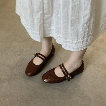 Female Shallow Luxury Fashion Buckle Strap Footwear New In 2026 Ladies Flats With Shoes Flats Mary Janes Shoes