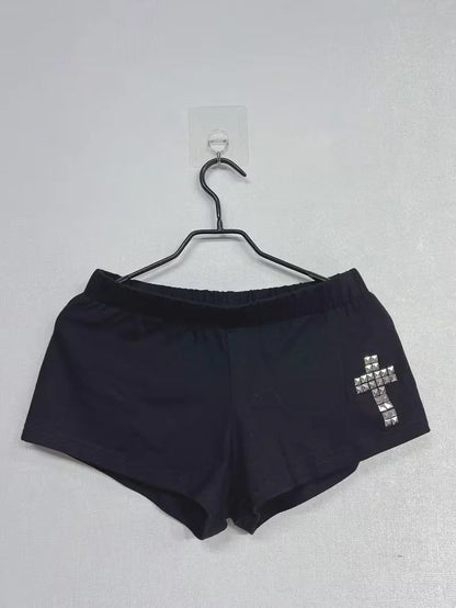 Women Y2K Summer Streetwear Gyaru Vintage goth Graphic Acubi Shorts Button Low Rise Short Hot Pants 2000s Alt Clothes
