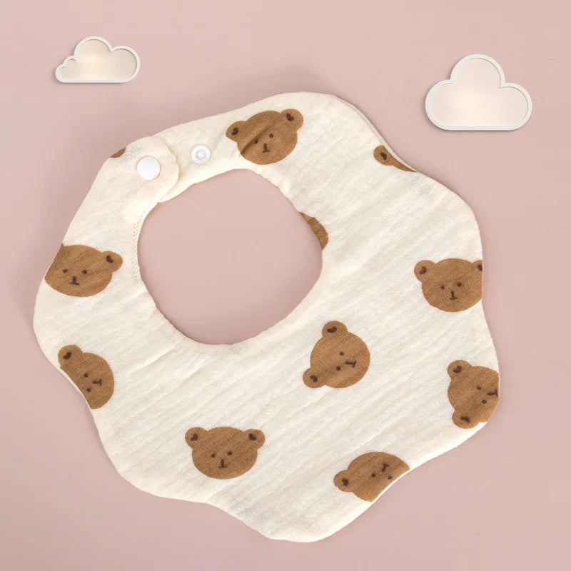 Baby Gauze Bibs Pure Cotton Class A Saliva Towel Milk Spilt Prevent Grass and Wood Dyed 360 Degrees Newborn Bib