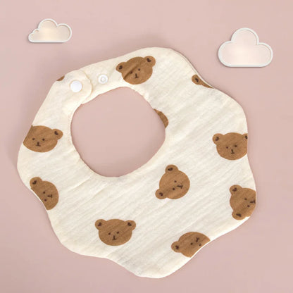Baby Gauze Bibs Pure Cotton Class A Saliva Towel Milk Spilt Prevent Grass and Wood Dyed 360 Degrees Newborn Bib