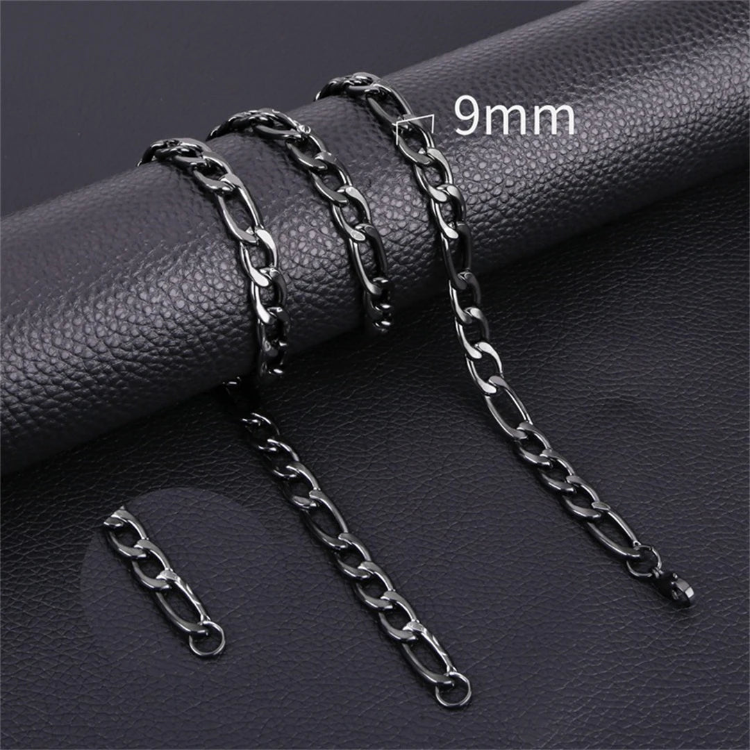 Fashion New Figaro Chain Necklace Men's Punk Silver Color Stainless Steel Long Necklace Men's Hip Hop Jewelry Gift