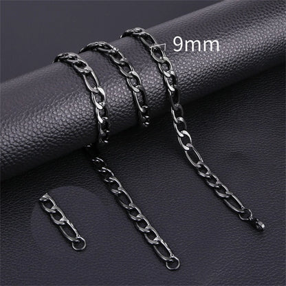 Fashion New Figaro Chain Necklace Men's Punk Silver Color Stainless Steel Long Necklace Men's Hip Hop Jewelry Gift
