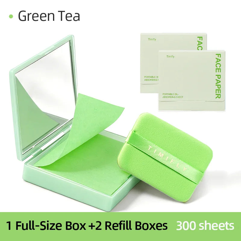 100Pcs Oil Blotting Paper Matting Face Oil Control Wipes Facial Oil Absorbing Sheet Portable Refillable Facial Blotter with Case