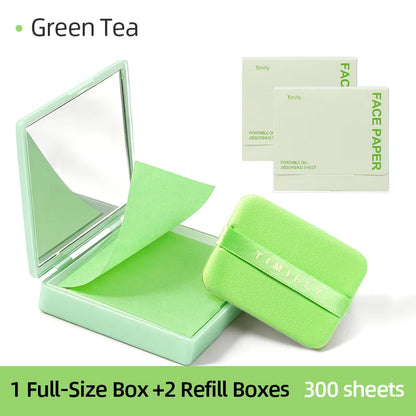 100Pcs Oil Blotting Paper Matting Face Oil Control Wipes Facial Oil Absorbing Sheet Portable Refillable Facial Blotter with Case