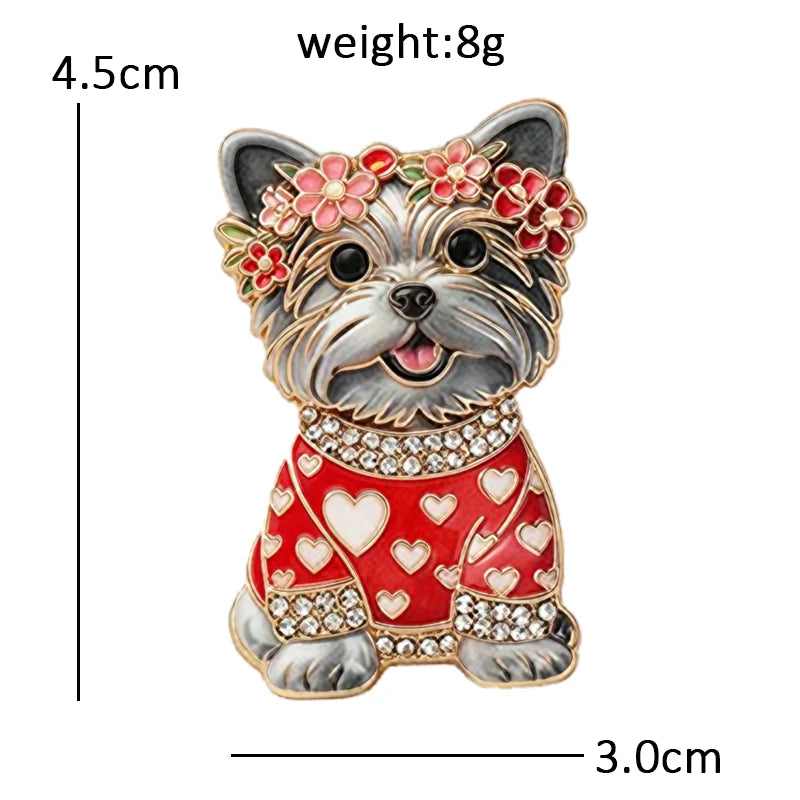 Wuli&baby Cute Sitting Dog Brooches For Women Unisex 4-color Wear Clothes Puppy Animal Party Casual Brooch Pin Gifts