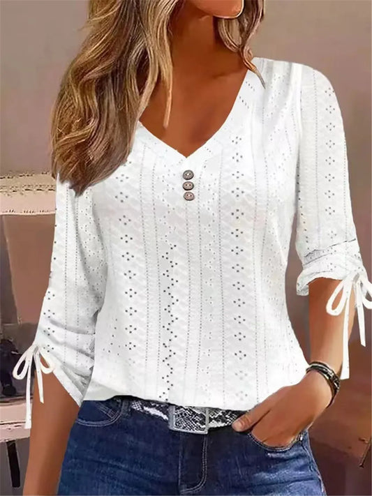 Solid Lace Shirt Tops Women T Shirt Clothing Spring Autumn Basic Korean White Blouse Vintage Female Y2K Clothes Pullover T Shirt