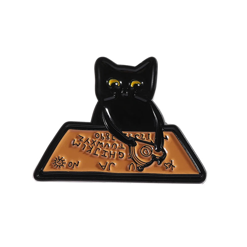 31 Types Cartoon Punk Black Peeping Cat Brooch Enamel Pins Cute Cat Reading Book Brooches Bag Lapel Badge Jewelry Gifts Friends