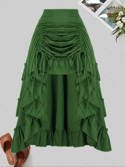 Solid Color Ruffled Skirt