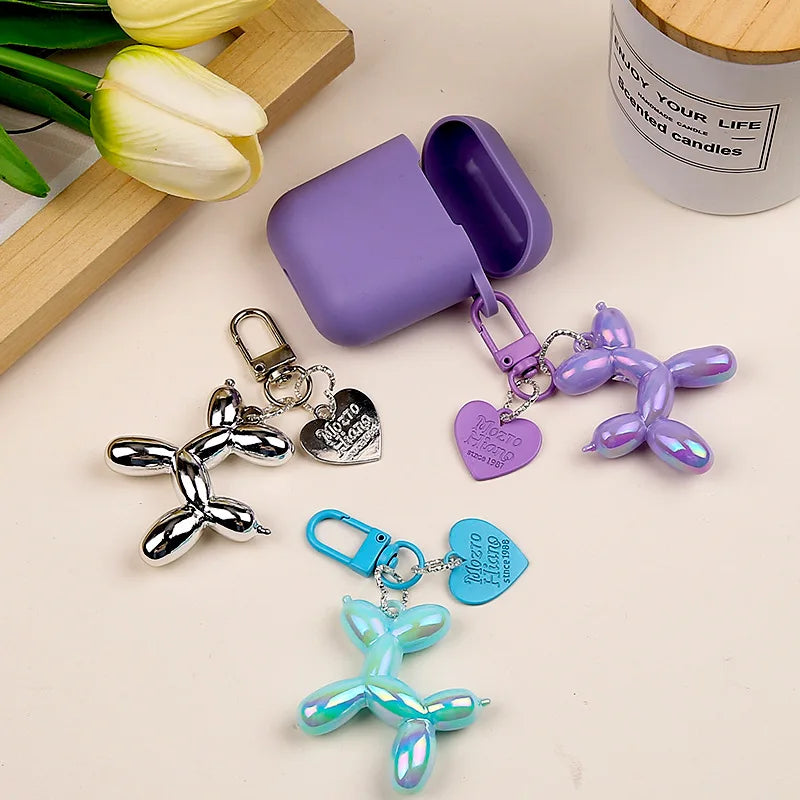 Cute Acrylic Cartoon Balloon Dog Keychains For Women Girls Bag Pendant Car Key Chains Fashion Jewelry Gift Decoration Accessory