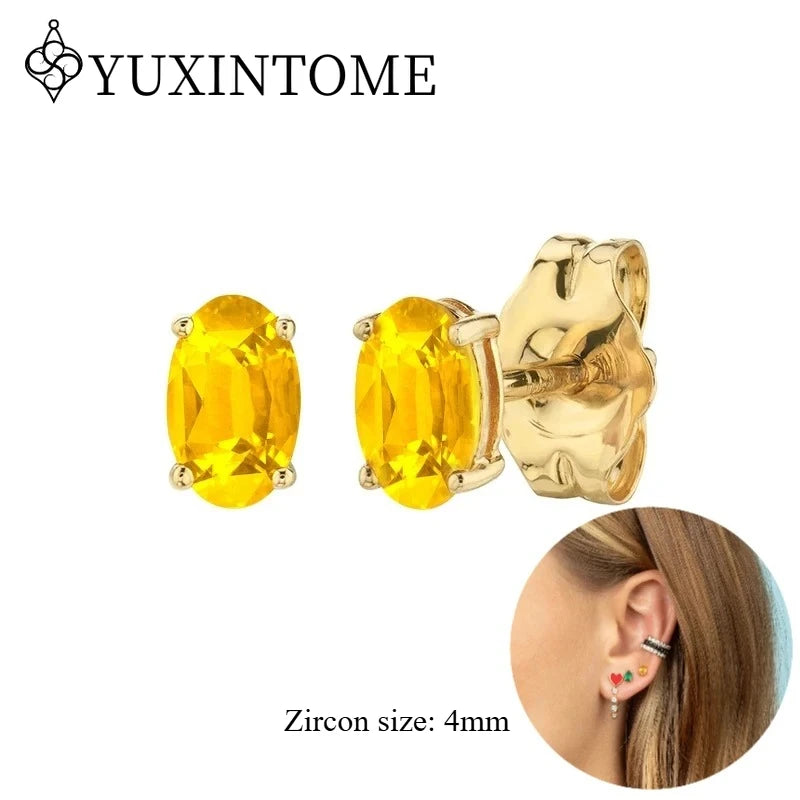 925 Sterling Silver Ear needles Crystal Zircon Small studs Earrings for Women gold-plated round Piercing Earrings New in 2022