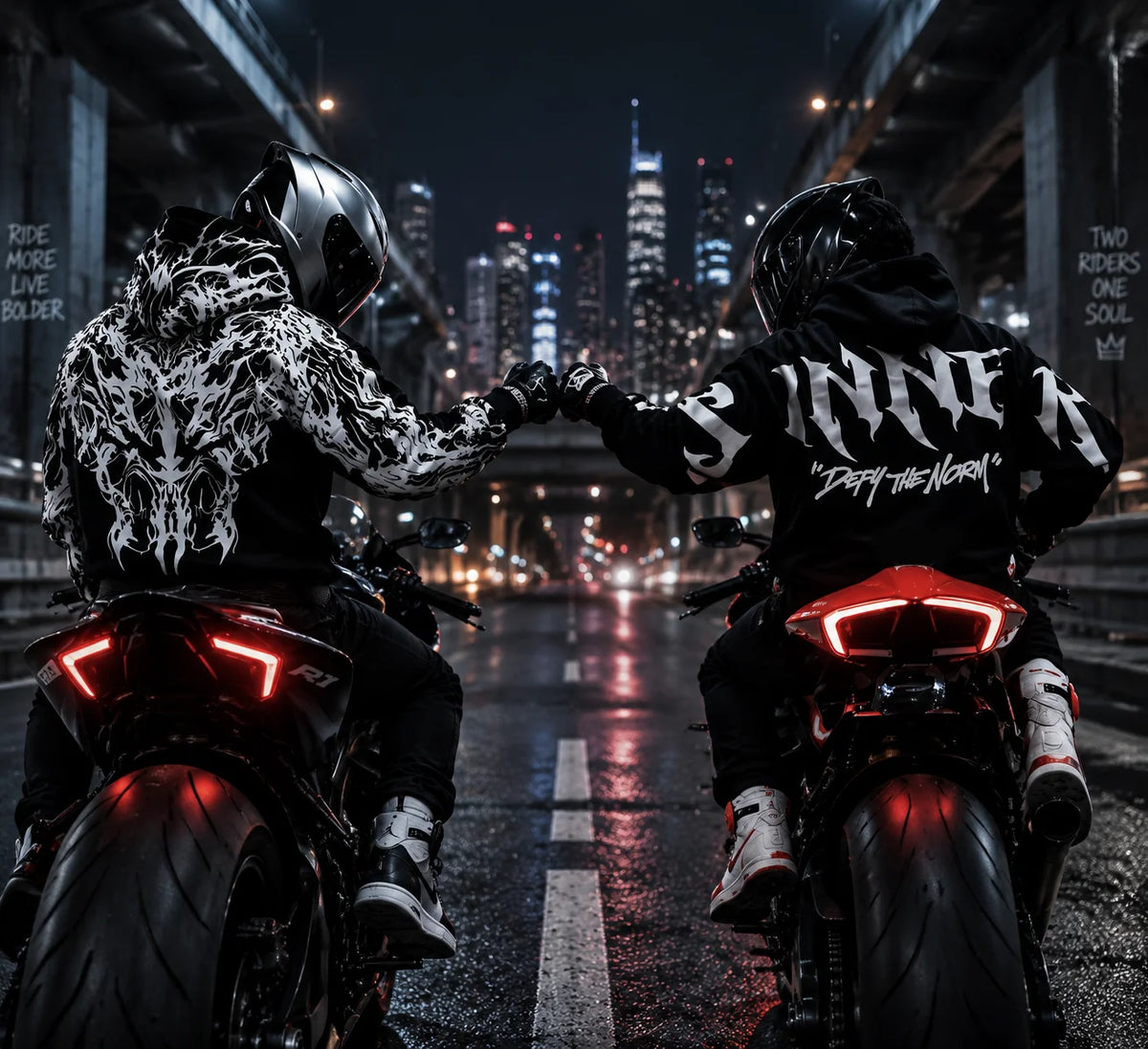 2026 Oversized Abstract Skull Flame‑Print Hoodie, Back‑Print Biker Hip‑Hop Pullover, Men Women Family Gift for Motorcycle Riders