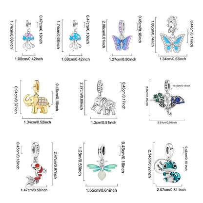 925 Sterling Silver Kapibala Owl Panda Elephant Butterfly Charms Beads Fit Original Bracelet Bangle High Quality DIY Jewelry