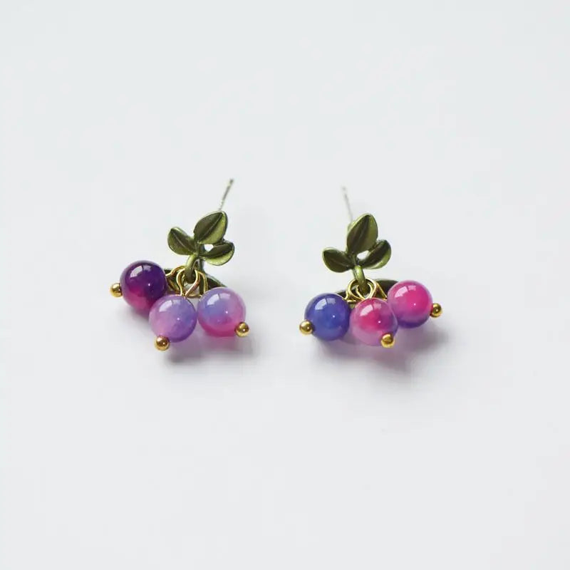 Cute Berries Earring Creative Berry And Leaves Design Beaded Earrings For Gifts Wholesale Cute Fruit Earrings Custom Packaging