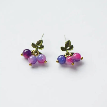 Cute Berries Earring Creative Berry And Leaves Design Beaded Earrings For Gifts Wholesale Cute Fruit Earrings Custom Packaging