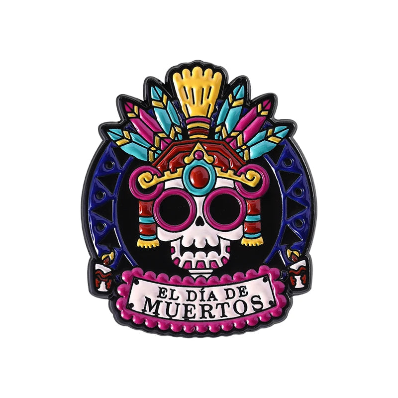 La Calavera Catrina Mexico Day Of The Dead Enamel Pins Custom EL DIA DE MUERTOS Festival Skull Brooches Lapel Badge Jewelry Gift