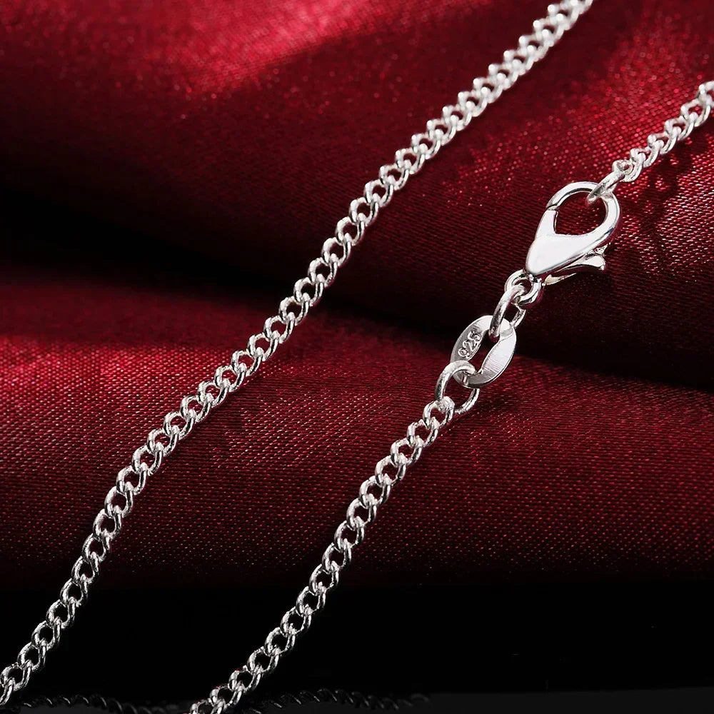 Hot 925 Sterling Silver 2MM String Chain Necklace For Women Men 16-30 Inches High Quality Popular Party Brands Jewelrys Gifts