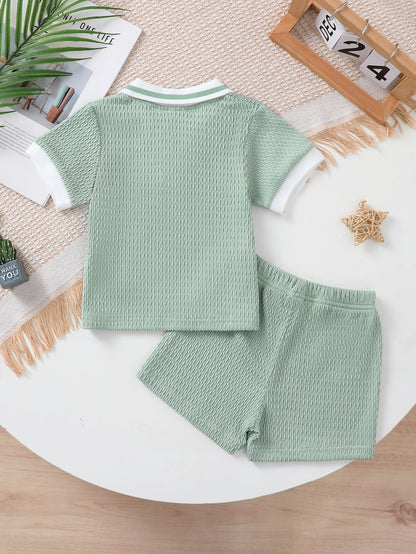 2Pcs Baby Boy Outfit Set Summer Fresh casual Short Sleeve Lapel Shirt + Shorts Toddler Infant Casual Kids Clothing For 0‑3Years