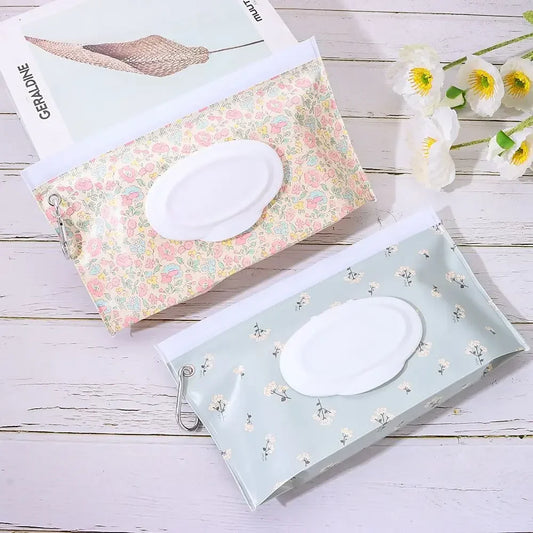 1pcs Wet Wipe Bag EVA Reusable Cosmetic Pouch Stroller Accessories Portable Wipes Holder Case Flip Cover Snap-Strap Tissue Bag
