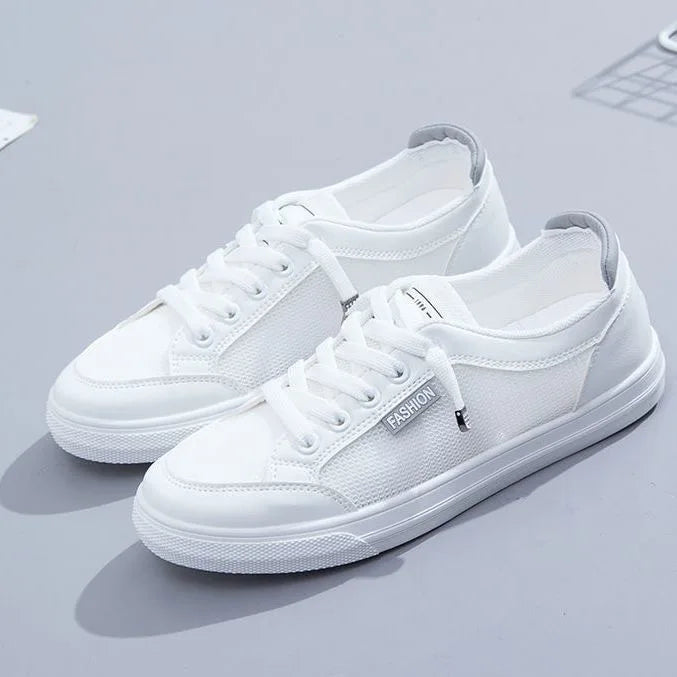 Fashion Women Sneakers Vulcanize Shoes Spring Autumn Casual White Shoes Breathable Flats Solid Color Mesh Shoes Young Woman