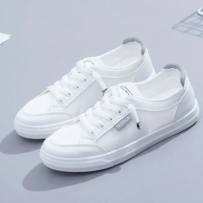 Fashion Women Sneakers Vulcanize Shoes Spring Autumn Casual White Shoes Breathable Flats Solid Color Mesh Shoes Young Woman