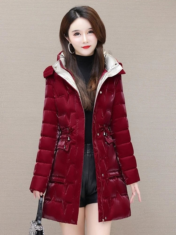 Women's Clothing 2023 New Middle-Aged Winter Down Cotton Jacket Parka Hooded Thicken Warm Coat Female Loose Overcoat Ladies Tops
