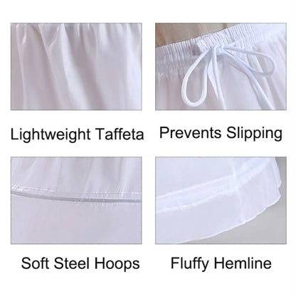 New Fashion White Petticoat 3-Hoops Ball Gown Petticoats Long Underskirt Crinoline Crinoline Skirt Flower Dress Accessories