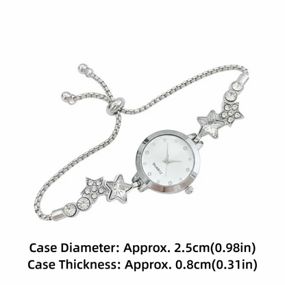 Fashion Adjustable Bracelet Watch Rhinestone Alloy Quartz Watch Star Chain Watch for Women Girls