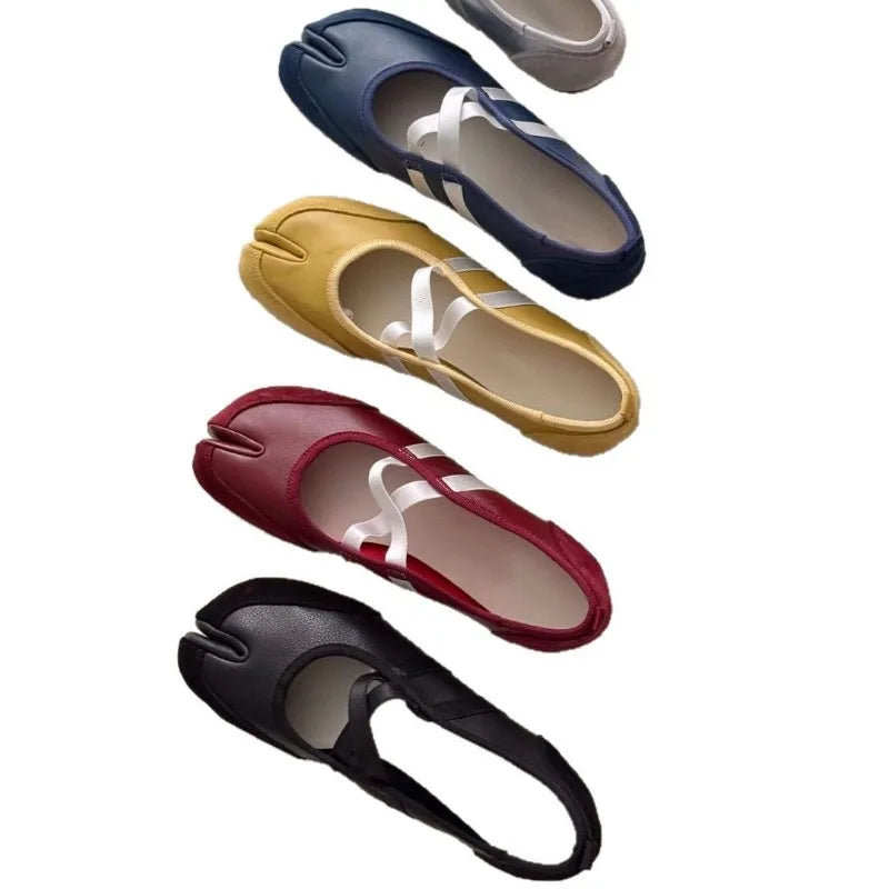 Black Silver Red Ballet Flats Trainers Women Split Toe Ballerina Tabi Walking Sneakers Woman Mary Jane Shoes Footwear Summer