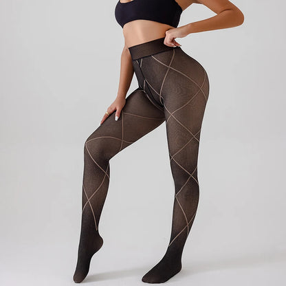 2025 winter fashion warm tights women seamless pantyhose leggings outfit fleece tights booty fleece for winter