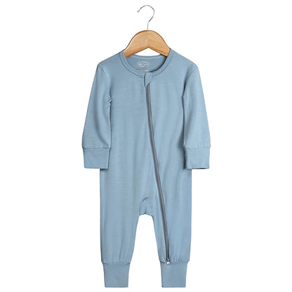 2026 Newborn Baby Bamboo Fiber Romper Solid Breathable Long Sleeve Clothes For 0-24M Boy Girl Jumpsuit Infant Loungewear Pyjamas