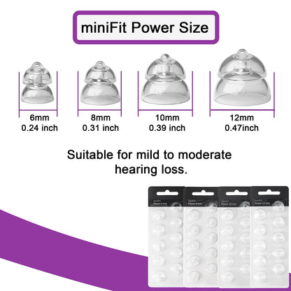 Hearing Aid Domes for Oticon Replacements MiniFit Power Domes 6mm/ 8mm/ 10mm/ 12mm for Oticon Hearing Aid Universal Domes -10pcs