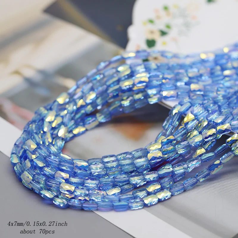 70pcs/lot Color Faceted Square Loose Beads Crystal Glass Beads Faceted Loose Spacer Beads for Jewelry Making DIY